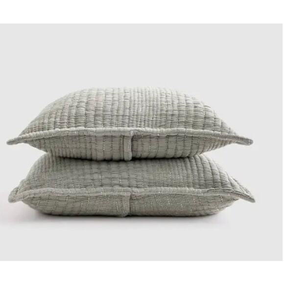 Quince Other - Quince Organic Cotton Channel Stitch Sham Standard Set Green